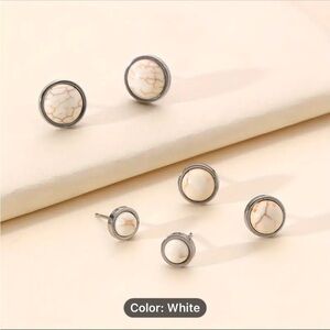 3 pair of white turquoise earrings